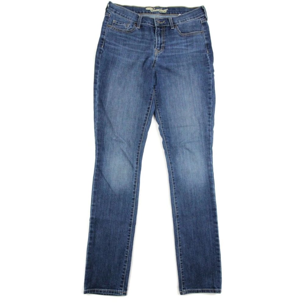 Old Navy Womens The Sweetheart Slim Straight Jeans Dark Wash Denim Size 8